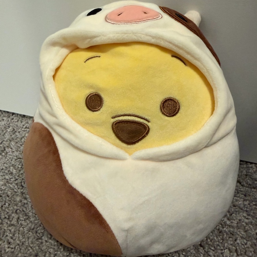 Squishmellow Disney Ronnie the cow Cute Yellow Plush Toy with Cow Hoodie